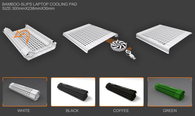 Bamboo-slips style cooling pad is new design for laptop to cooling the hot from CPU