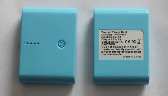 12000mAh mobile power bank has 10 colors and can work with many eletronics for charge